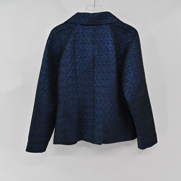JONES NEW YORK Jacket Womens Sz S Blue Metallic Quilted Herringbone Button Front - Picture 4 of 13